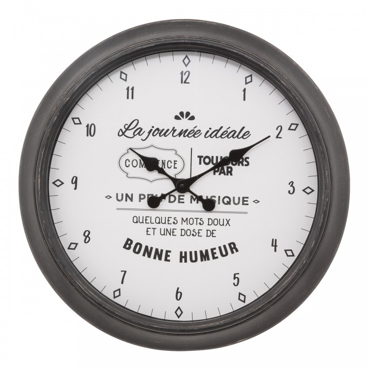 Horloge en plastique “Citation Liv” d60 noir et blanc 