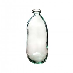 Vase bouteille verre recyclé transparent blanc H51cm