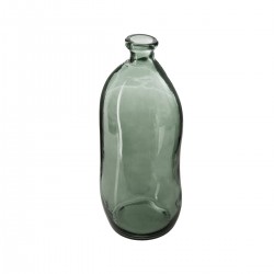 Vase bouteille verre recyclé transparent kaki H51cm