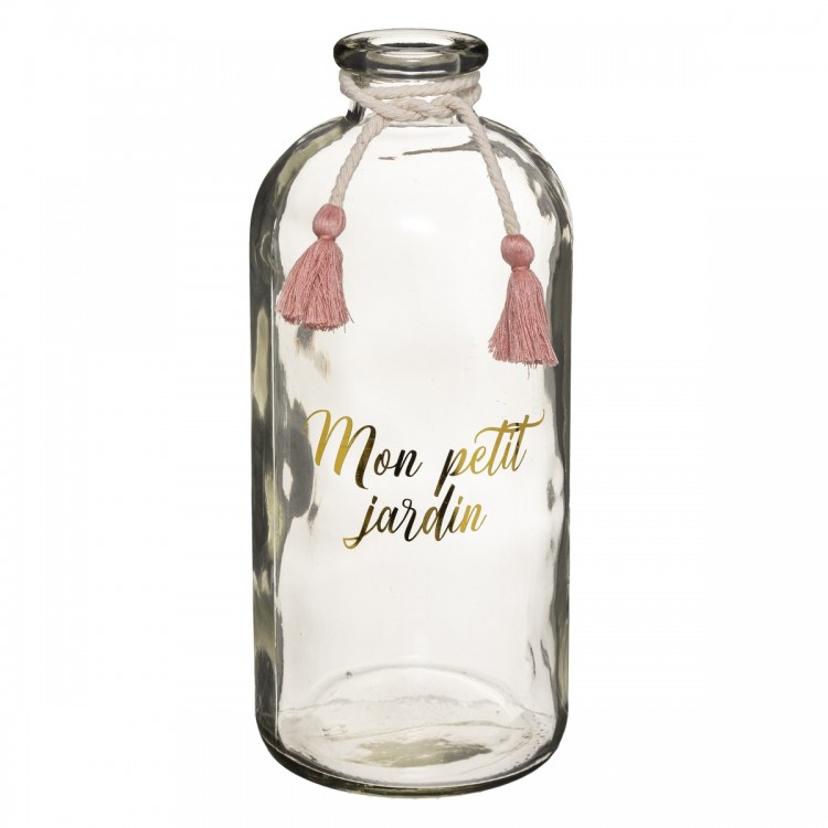 Vase message "Carmen" jaune en verre H25cm 