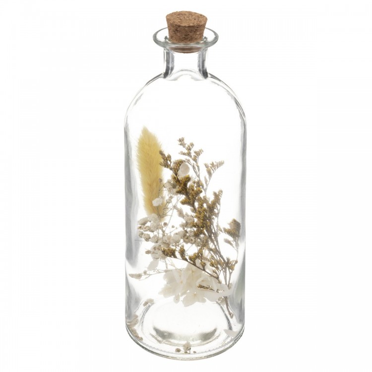 Bouteille Verre Fleur Séchée D 7 x H 21 