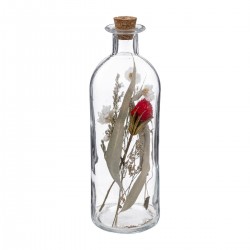 Bouteille Verre Fleur Séchée D 7 x H 21 