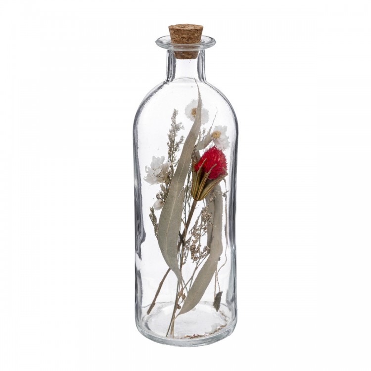 Bouteille Verre Fleur Séchée D 7 x H 21 