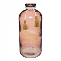 Vase message "Carmen" jaune en verre H25cm 