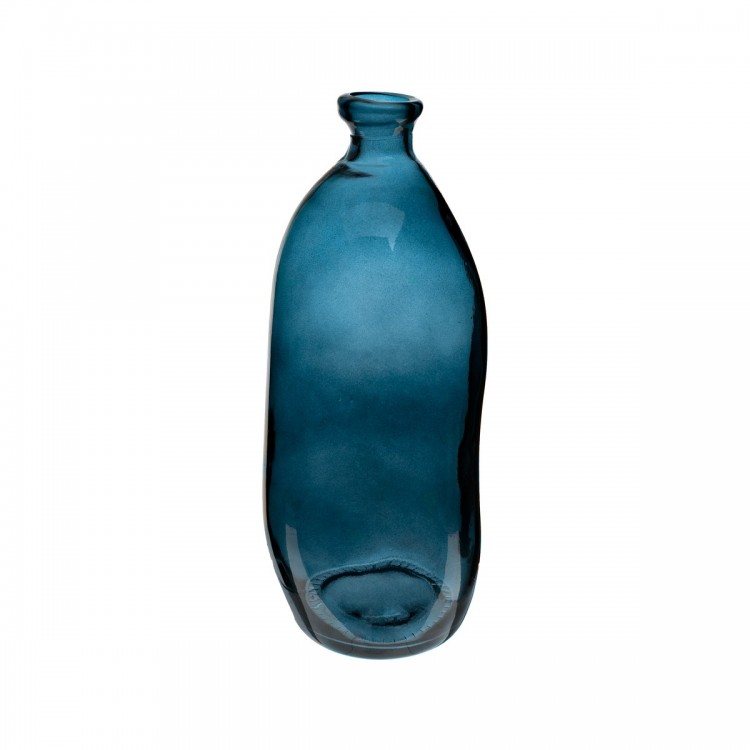 Vase bouteille verre recyclé transparent H51