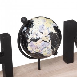 Mot globe noir en panneau de bois MDF 36x8.5x13.5cm 