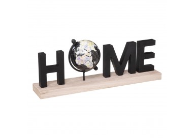 Mot globe noir en panneau de bois MDF 36x8.5x13.5cm