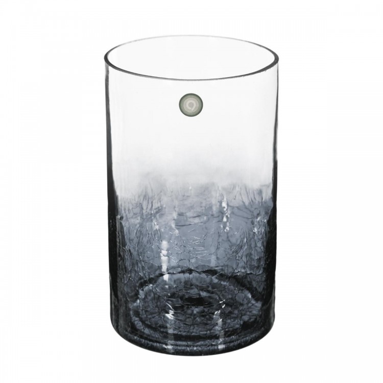 Vase cylindrique verre craquelé