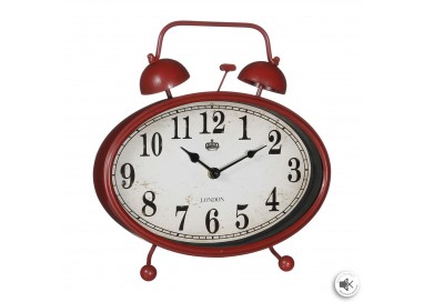 Horloge rouge en métal à poser style rétro 