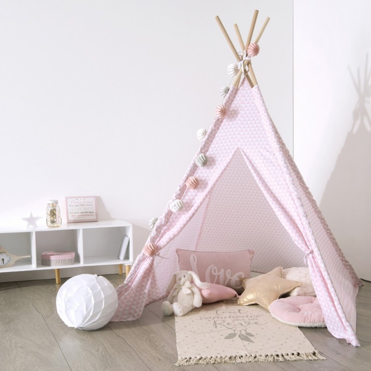 Tente Tipi Enfant avec Guirlande de Style Princesse