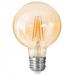 Ampoule led Globe ambrée filament droit
