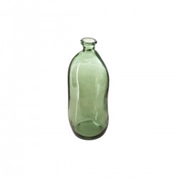 Vase bouteille verre recyclé transparent kaki H35