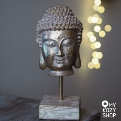 Statuette Tête de Bouddha doré H23 cm