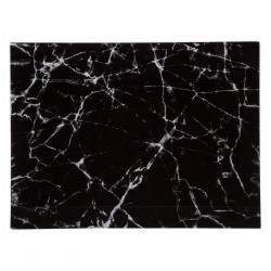 Planche décorative en verre effet marbre noir.