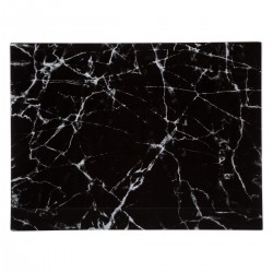 Planche décorative en verre effet marbre noir.