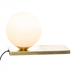 Lampe à poser Dris, au look art déco, en métal doré et son abat-jour globe blanc mat