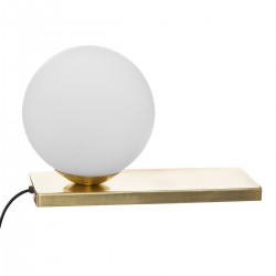 Lampe à poser Dris, au look art déco, en métal doré et son abat-jour globe blanc mat