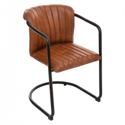 Fauteuil "Dario" en cuir Cognac