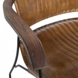 Fauteuil Hoper en cuir Cognac