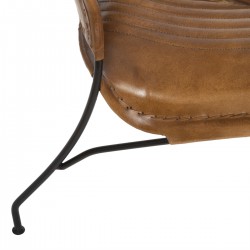 Fauteuil Hoper en cuir Cognac