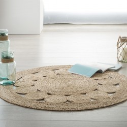 Tapis en jute circulaire ajouré "Solar" d'un diamètre de 120 cm My Kozy Shop