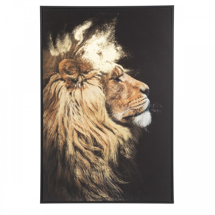 Toile imprimé encadré "Lion"