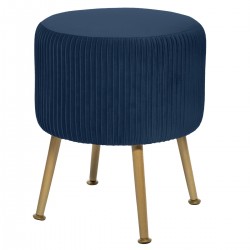 Tabouret Solaro en velours plissé bleu