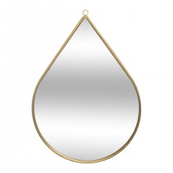 Miroir en forme de goutte et en métal doré. 2 tailles disponible