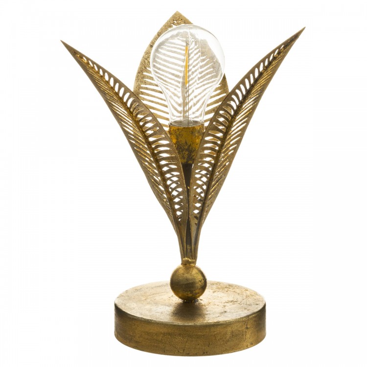 Lampe LED en métal doré "Feuille" H25 cm