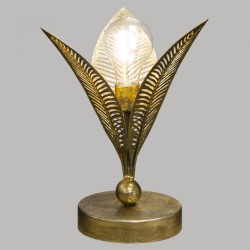 Lampe LED en métal doré "Feuille" H25 cm
