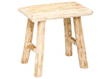 Tabouret "Woody" au style scandinave, tout en bois de peuplier au look brut et moderne.