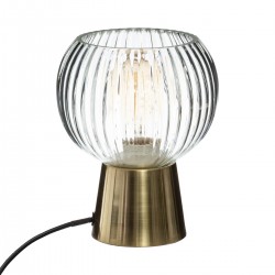 Lampe en métal doré "Laye" et verre strié H20 cm - My Kozy Shop