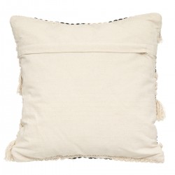 Coussin en coton, relief et franges 45x45 cm