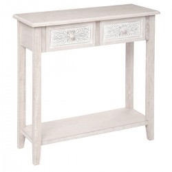 Console "My Hina" en bois blanchi, 2 tiroirs