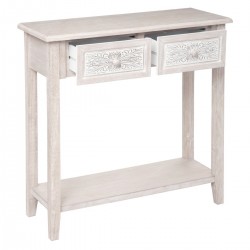 Console "My Hina" en bois blanchi, 2 tiroirs