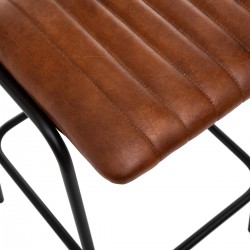 Chaise de bar "Dario" en métal et cuir Cognac