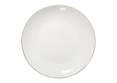 Lot de 6 assiettes plates Petit Salon en porcelaine blanche et liseré doré