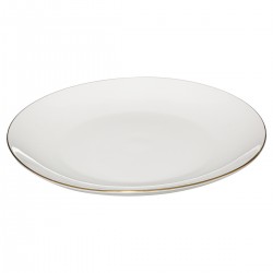 Lot de 6 assiettes plates Petit Salon en porcelaine blanche et liseré doré