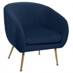 Fauteuil "Solaro" en velours plissé Bleu