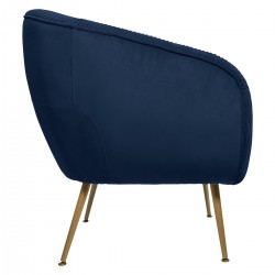 Fauteuil "Solaro" en velours plissé Bleu