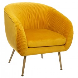 Fauteuil "Solaro" en velours plissé Ocre