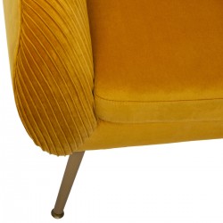 Fauteuil "Solaro" en velours plissé Ocre