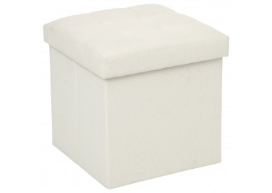 Pouf pliable "Lysandre" beige en tissu - My Kozy Shop