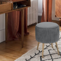 Tabouret en velours plissé Solaro Gris