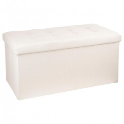 Pouf pliable double capitonné beige 