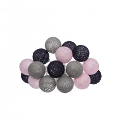 Guilande de led boules en camaïeu gris et rose 