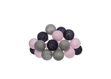 Guilande de led boules en camaïeu gris et rose 