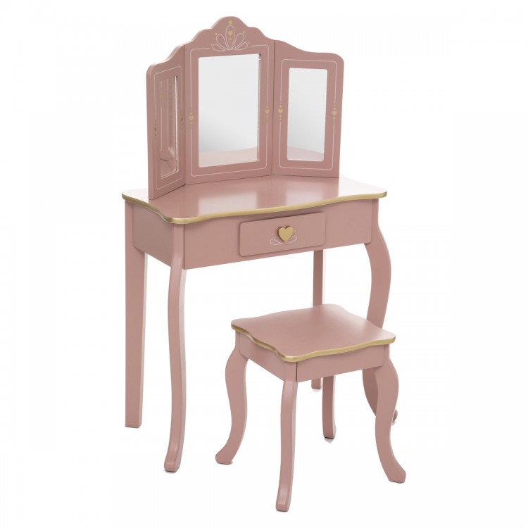 Coiffeuse et tabouret "Sissi" enfant, rose