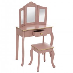 Coiffeuse et tabouret "Sissi" enfant, rose