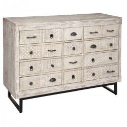 Commode 12 Tiroirs "Ajay" en manguier blanchi